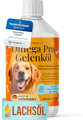 Omega Pro Gelenköl für Hunde 500ml – Lachsöl, Leinöl, Hanföl & Borretschöl | Omega 3 & 6 Fischöl – Gelenkstoffwechsel bei Arthrose – Haut & Fell – Made in Germany