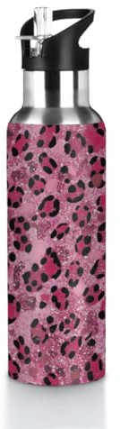 Borraccia termica con motivo leopardato astratto, da 590 ml, con coperchio a prova di perdite, borraccia sportiva da viaggio per bevande fredde e calde, ideale per palestra, escursionismo, campeggio