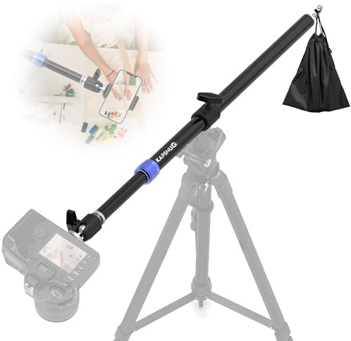 37.8 Overhead Tripod Extension Arm w/360° Ball Head – Aluminum Horizontal Tripod Center Column for Phone & Camera, Retractable Boom Arm for Overhead Shots