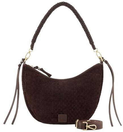 FREDsBRUDER Schultertasche Umhängetasche Weave Harmony Round Midi Hobo Bag Dark Chocolate dunkelbraun