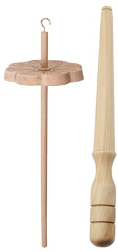 Wooden Drop Spindle Set - Top Whorl Spindle & Nostepinne Stick for Wool Yarn | Fiber Arts Hand Tool for Weaving Crocheting Knitting DIY Craft Hobby Equipment for Makers & Art Enthusiasts