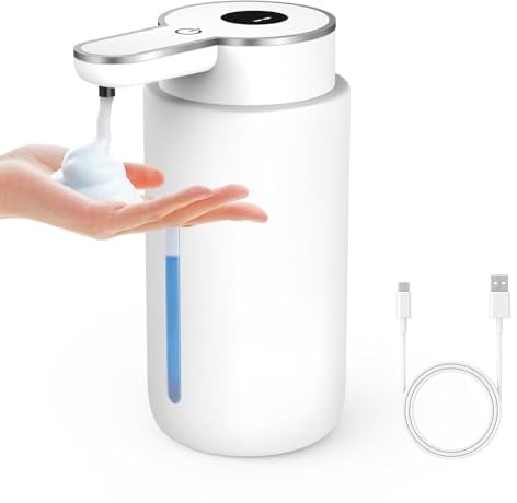 Seifenspender Automatisch, 500 ml Elektrischer Seifenspender mit Sensor Infrarot, Wandbefestigung Schaumseifenspender USB Wiederaufladbar, IPX5 Wasserdicht für Küchen, Bad (Blase)