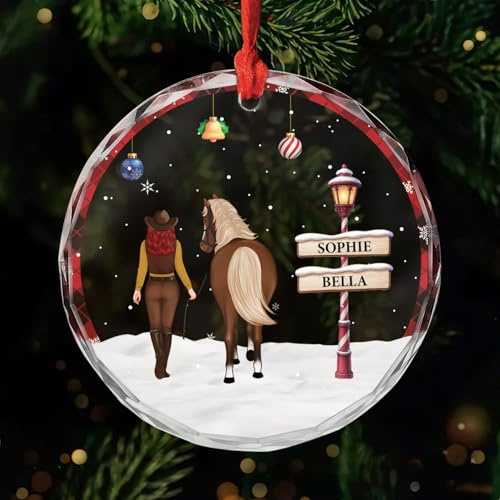 Personal Chic Personalised Ornament - Horses Leave Hoof Prints on Your Heart - Christmas decorations personalised, horse tree decoration, hanging decor xmas (Model #2)