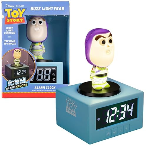 Paladone Buzz Lightyear Icon Alarm Clock – Digitaler Wecker mit Nachtlicht – Toy Story Schlafzimmeruhr mit Tippen-zum-Schlummern-Funktion