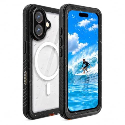 FYHCMC für iPhone 16 Hülle Wasserdicht IP68– 360 Grad Militärschutz Panzerhülle mit Kameraschutz & Displayschutz, Stoßfest Staubdicht Outdoor Case für iPhone 16