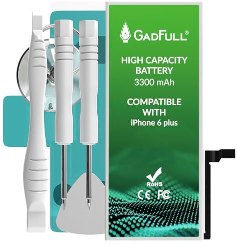 GadFull Batterie Haute capacité Compatible avec iPhone 6 Plus | 2024 Date de Production | Kit d'outillage Manuel et Profi Set de réparation| Nouvelle Batterie de téléphone