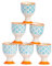 Nicola Printemps Porcelaine Petit déjeuner coquetiers en Bleu Motif/Orange Imprimer - Lot de 6