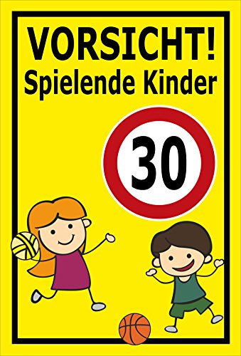 Melis-Folienwerkstatt Schild - Spielende Kinder - 45x30cm | Bohrlöcher | 3mm Hartschaum - S00040-014-C - 20 Varianten