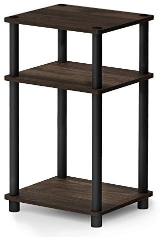 Furinno Beistelltisch mit 3 Ablageebenen, Holz, Columbia Walnut/Schwarz, 29.21 x 34.04 x 57.91 cm