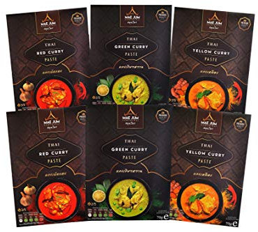 Classic Bundle - Traditional Thai Curry Paste by Mae Jum (6 packs x 70g) | Includes Great Taste Award Winners 2020
