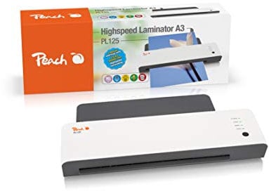 Peach PL125 Laminiergerät DIN-A3| startklar in 1 Minute | 2x125 mic. | 600 mm/min | inkl. 10 Laminierfolien | spart bis zu 60% Energie | Heißlaminiergerät
