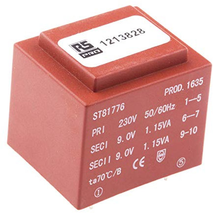 RS PRO Printtrafo, Trafo 230V ac / 2 x 9V ac 2.3VA 2 Ausg. 32.5mm x 27.5mm x 29.5mm 110g PCB-Montage