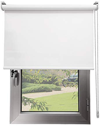 Estor Enrollable Opaco Térmico a Medida 250 x 240 - Blanco - Persiana Blackout para Ventanas y Puertas - Interior y Exterior - Bloquea 100% Luz y Aisla Temperatura - Ideal en Pared o Techo