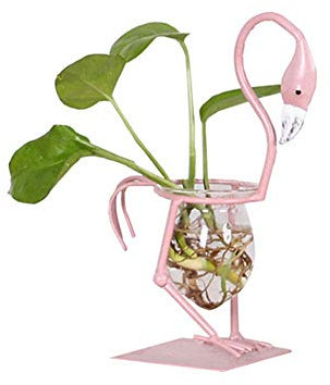 Molinter Vasen Hydrokultur Blumentopf Hydroponic Glasflaschen Blumenvase mit Flamingo Regal zum Büro Home Dekor (Stil 1)