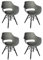 SAM 4er Set Schalenstuhl Lea, Grau, ergonomisch geformte Sitzschale aus Kunststoff, bequemer Esszimmerstuhl im Retro-Design, schwarzes Holzgestell