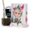 Hairyworm Personalised Mug and Belgian Milk Chocolate/Hot Chocolate Stirrer Marshmallow Gift Set, Custom Name (11oz) White, Yellow, Blue, Black, Pink Mug with Monkey Pink Bows Design