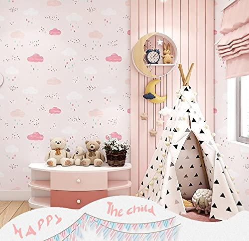 ZZDXL Carta Da Parati Moderna 3D Nuvole Rosa Carta Da Parati Adesiva Muro,Wallpaper - Carta Da Parati In Tessuto Non Tessuto Per Soggiorno, Camera Da Letto, Cameretta Dei Bambini 10M X 0,53 M