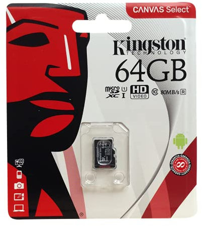 Original Kingston Technology 16GB/32GB/64GB/128GB Mini Genuine Micro SD Memory Card for Tablet, Mobile, Black (64GB)