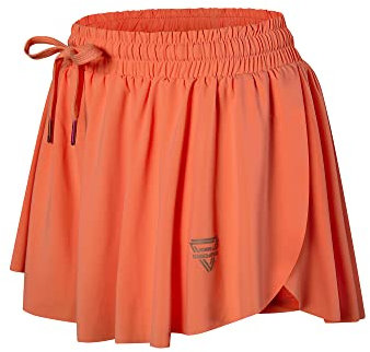 Wsirmet Flowy Shorts für Damen, Schmetterlings-Shorts, 2-in-1, athletisches Training, Fitnessstudio, Biker, Laufshorts mit Taschen, Orange/Abendrot im Zickzackmuster (Sunset Chevron), Klein