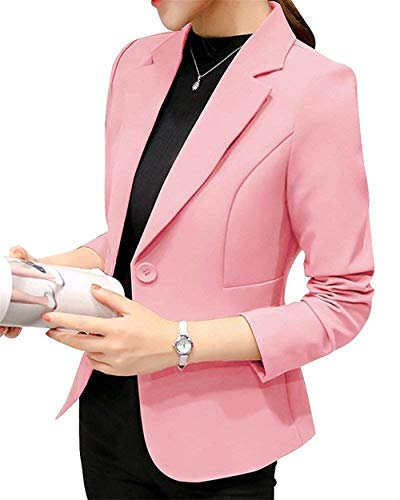 Onsoyours Blazer Elegante Donna Maniche Lunghe Giacca da Abito Business Casuale Cardigan Blazer A Rosa M