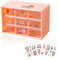 HMIEPRS Boîte de Rangement avec 9 Transparents Compartiments en Plastique Organisateur avec Autocollant Mignon, Organisateur avec 9 Tiroirs pour Stockage de Petites pièces, Jouets, Bijoux (Rose)