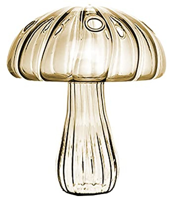 MISNODE 2 Stück Pilzvase, pilzförmige Hydrokultur-Glasvase, klare Blumenarrangement-Vasen, Anzuchtstationen, Pflanzenvase für Zuhause, Innendekoration, Gelb