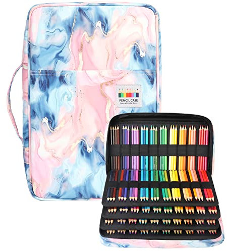 JAKAGO Federmäppchen Große Kapazität für 300 Stifte Aufbewahrung Buntstifte,Wasserdicht Pencil Case Schreibwaren Organizer für Malstifte Künstler Pinsel Fineliner Textmarker(LSpink)