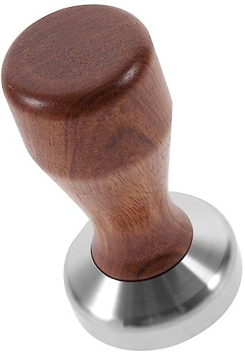 Kichvoe Heimwerkzeuge Kaffeestampfer Espressopresse Kaffeepulver Bohnenstampfer Presshammer Edelstahl Flache Basis Holzgriff Für Siebträgermaschine A Konzentrierter Kaffee