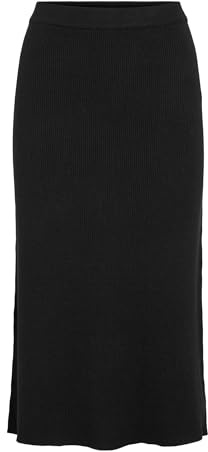 Vila VICOMFY A-Line Knit Skirt- Noos, Gonna Midi Donna, Black,
