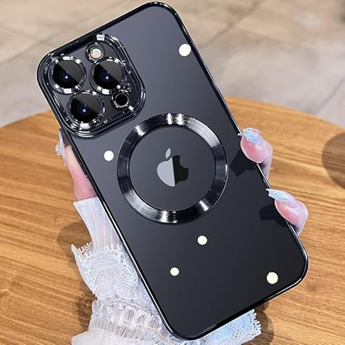 JUESHITUO for iPhone 15 Pro Max Case with Integrated Camera Lens Protection [Military Grade Drop Protection] for Magsafe Women Men iPhone 15 Pro Max Cover Case 6.7 Black Titanium