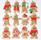 12 Stück weihnachtsdeko Lebkuchenmann Anhänger Weihnachtsbaumschmuck Anhänger Lebkuchenmann Figur Set für Christbaumschmuck Party Deko