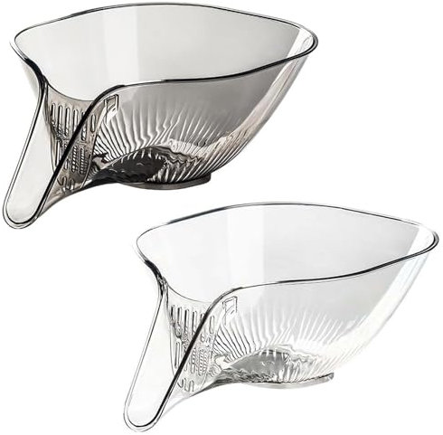2 Pieza Cesta de Drenaje Multifuncional, Embudo de Cesta de Drenaje para Fregadero de Cocina, Escurridores para Cocina para Frutas y Verduras(Blanco Gris)