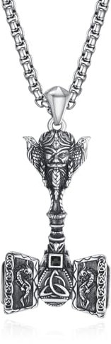 Wikinger Mjolnir Hammer Halskette Sterling Silber Thor Wikinger Mjolnir Odin Thor Celtic Hammer für Herren Männer Jungen