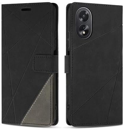 SONWO Cover per Oppo A58 4G, Flip Caso in PU Pelle Case Cover Custodia con Slot per Schede e Supporto Stand per Oppo A58 4G, Nero