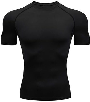 HYCOPROT Men's Compression Shirts Short Sleeve Compression Top Athletic Workout T-Shirt Quick Dry Sports Baselayer Running Undershirts Tops