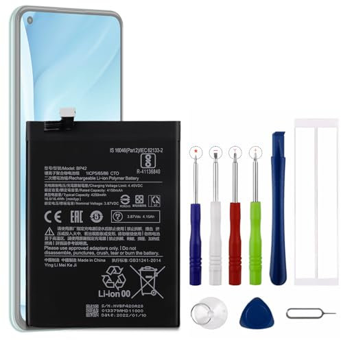 Vvsialeek BP42 Batterie de rechange compatible avec Xiaomi Mi 11 Lite 4G/5G avec kit d'outils