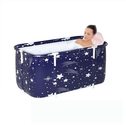 SOONHUA Bañera portátil plegable para adultos y bañera de pie con cojines para interiores y exteriores, spa caliente, baño de hielo, 120 x 55 x 50 cm