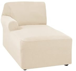 Stretch-Sofabezug, Schonbezug für Chaiselongue, Wohnzimmer, maschinenwaschbar, Naturgrau, linke Chaiselongue