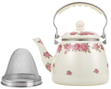 MagiDeal Emaille-Teekanne, Porzellan, emaillierter Teekessel, 3,3 l, robuster Retro-Teekessel aus Porzellan, Wasserkocher für Zuhause, Küche, Dekor, Kaffee, Rosa