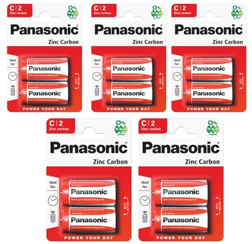 C Batteries, 10 Zinc Carbon disposable Size C LR14 battery 1.5v For Low drain devices | toys | fairy lights | remotes | Flashlights | Clocks | Home or Office Use | C, LR14, MN1400, LR14/L, BABY