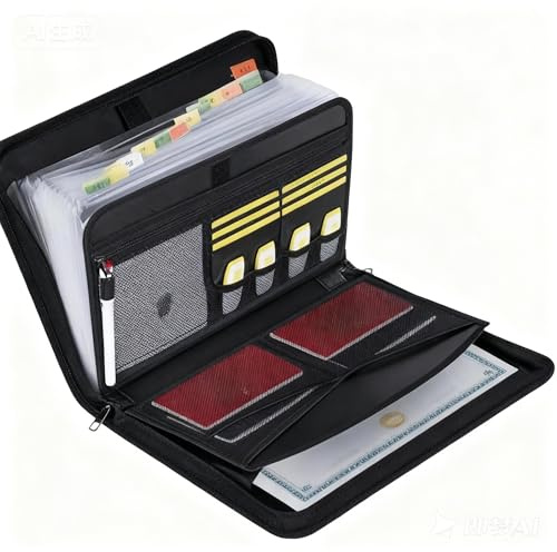 inodiref Trieur Document Extensible A4, Porte Documents Portable Avec 13 Compartiments et Étiquettes Convient Aux Ordinateurs Portables et Pour Le Bureau La Maison L'école(Noir)