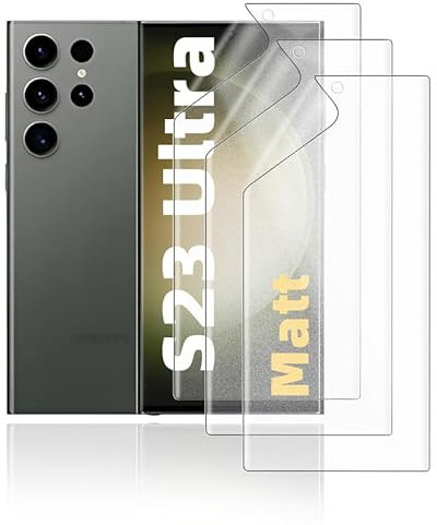 HonJenSeoa Película de hidrogel mate para Samsung Galaxy S23 Ultra, 3 Piezas TPU Protector Pantalla Mate, Antirreflectante, Antihuellas, Antideslumbrante