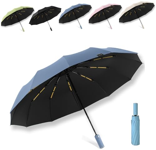 Yanrunce Regenschirme, Automatischer Regenschirm, Sturmfest Automatik Taschenschirm Mit Drucktaste UV-Schutz Sonnenschirm, Regenschirm Sturmfest für Erwachsene Kinder