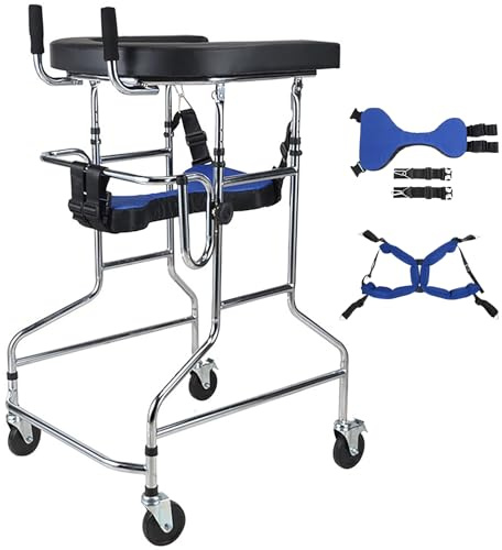 Arthritis-Rollator Faltbar, Aufrechter Lauflernwagen, Leichter Aluminium Stand Up Walker, mit weichen Armlehnen und Sitz, höhenverstellbare Gehhilfe, für Senioren Armauflage