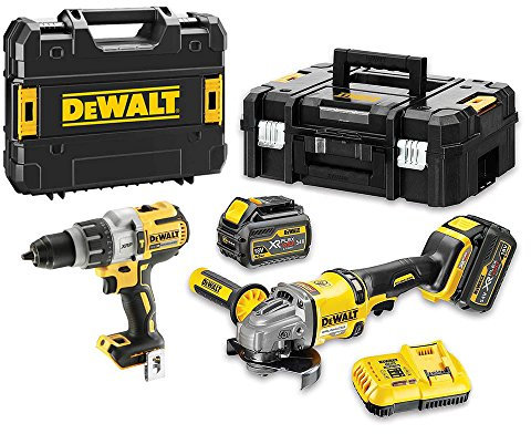 DEWALT DCK2055T2T-QW - KIT XR FLEXVOLT = DCD996 Taladro Percutor 18V XRP + DCG414 Amoladora 125mm 54V + 2 baterías 54V/18V Li-Ion 6,0Ah + Maletines TSTAK