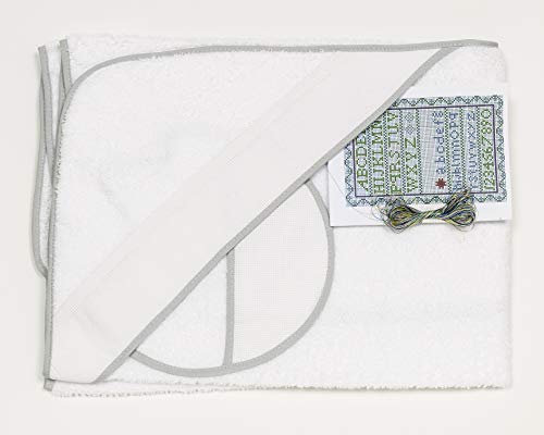 Ti TIN |2er Pack- Baby-Badehandtuch mit Kapuze + Lätzchen zum Besticken, 100x100 cm | 100% Baumwolle, sehr weicher Frottee-Stoff, DIY, Farbe weiß