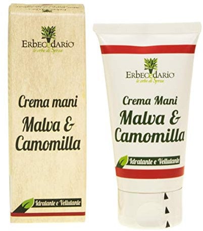 Crema Naturale Mani Screpolate, Secche, Arrossate, Erbecedario Malva & Camomilla, Emolliente, Vellutante, 1 Vasetto 50ml
