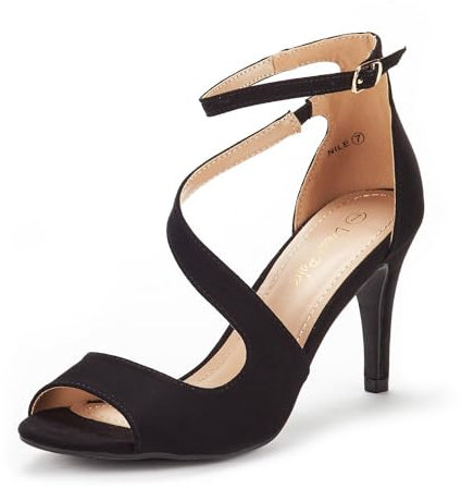 DREAM PAIRS Women's NILE Fashion Stilettos Open Toe Pump Heel Sandals NILE BLACK Size 6 UK/8 US