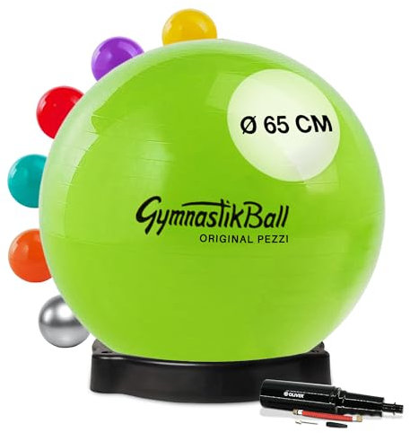 Original Pezziball Standard 65 cm apfelgrün m. Ballschale & Pumpe Gymnastikball