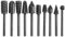 Gasea - Juego de 10 brocas de 3 mm, mini rallador, lima de madera, brocas giratorias, brocas para cortar, herramienta de carpintería, color negro